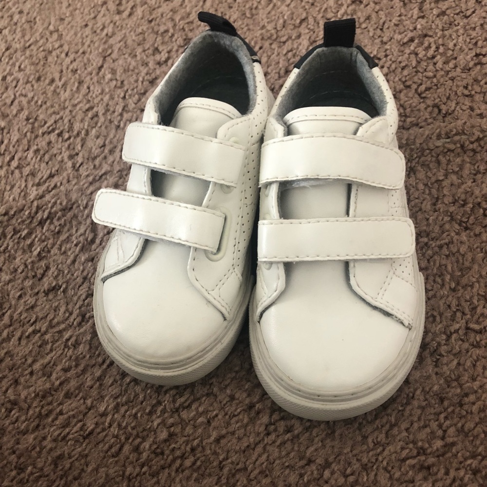 Crisp white toddler trainers. Worn once inside